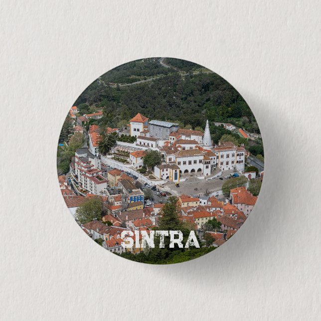 Palast Sintra von oben in Sintra, Portugal Button (Vorderseite)