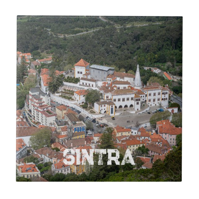 Palast Sintra von oben in Sintra, Portugal Fliese (Vorderseite)