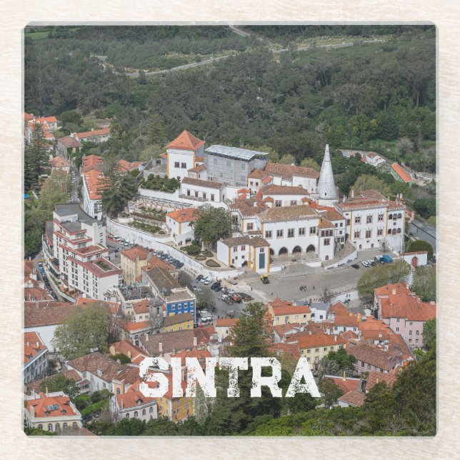 Palast Sintra von oben in Sintra, Portugal Glasuntersetzer (Vorderseite)
