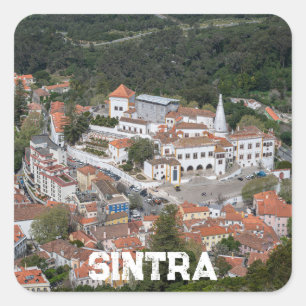 Palast Sintra von oben in Sintra, Portugal Quadratischer Aufkleber