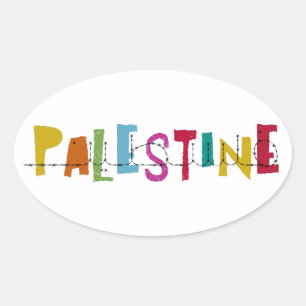 PALÄSTINA Arabischer Name Bunt Ovaler Aufkleber