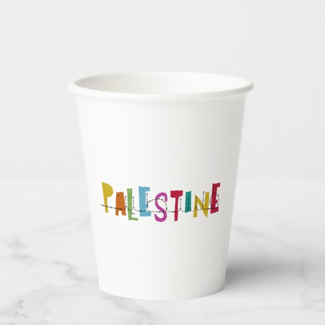 PALÄSTINA Arabischer Name Bunt  Pappbecher (Vorderseite)