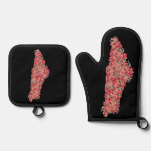 Palästina-Flora-Karte Kunstfreiheit für Palästinen Ofenhandschuh & Topflappen-Set