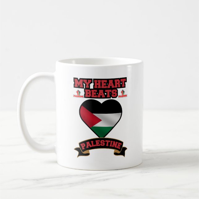 Palästina-Herzenflagge Liebe Unterstützung Freihei Kaffeetasse (Links)