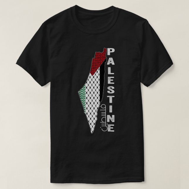 Palästina-Karte arabisch-palästinensischer Keffiye T-Shirt (Design vorne)