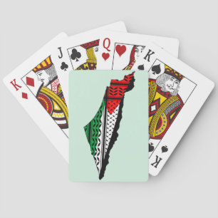 Palästina-Karte mit Flaggen und Keffiyeg-Muster Spielkarten