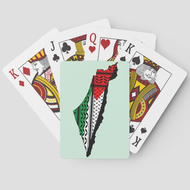 Palästina-Karte mit Flaggen und Keffiyeg-Muster Spielkarten (Rückseite)