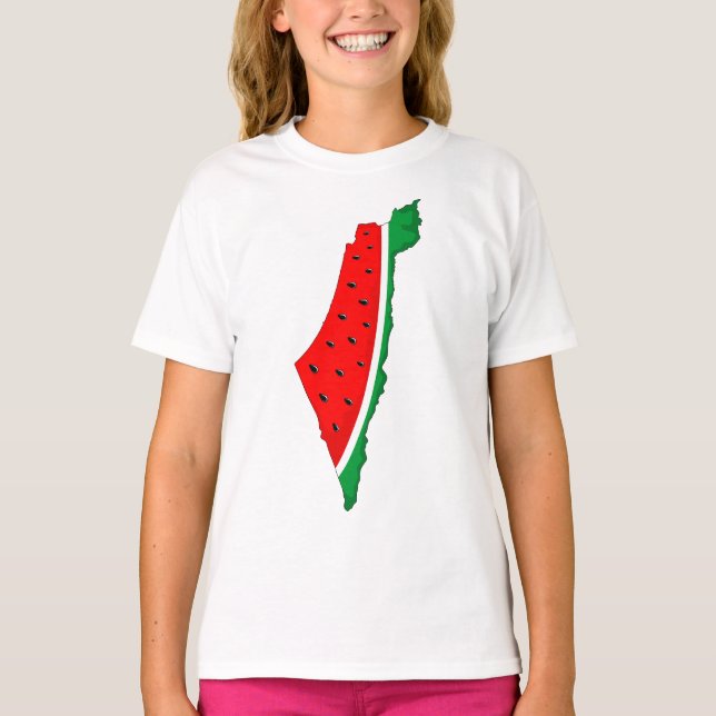 Palästina Karte Watermelon Symbol der Freiheit T-Shirt (Vorderseite)