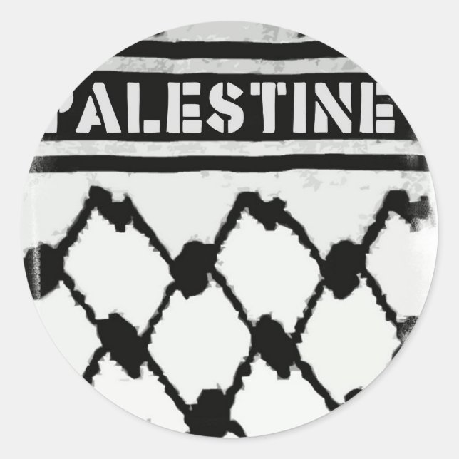 Palästina Keffiyah Runder Aufkleber (Vorderseite)