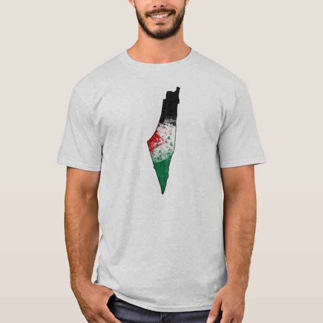 Palästina-Land-Kontur-Flaggen-T - Shirt (Vorderseite)