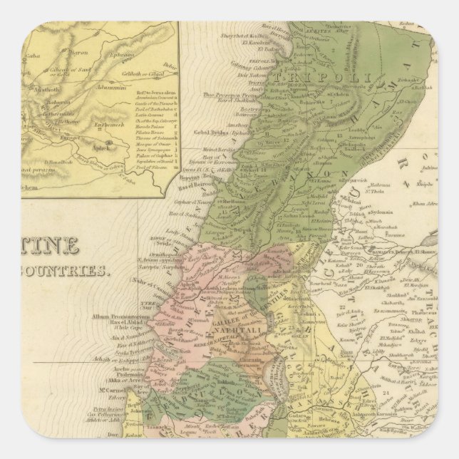 Palästina und Nachbarländer Quadratischer Aufkleber (Vorderseite)