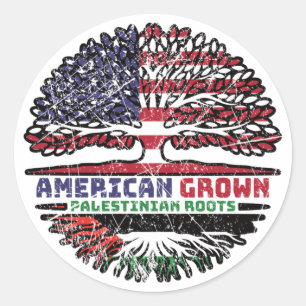 Palästina - USA - Tree Roots Flag Runder Aufkleber