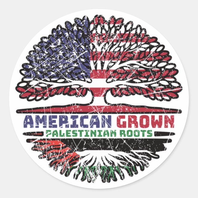 Palästina - USA - Tree Roots Flag Runder Aufkleber (Vorderseite)