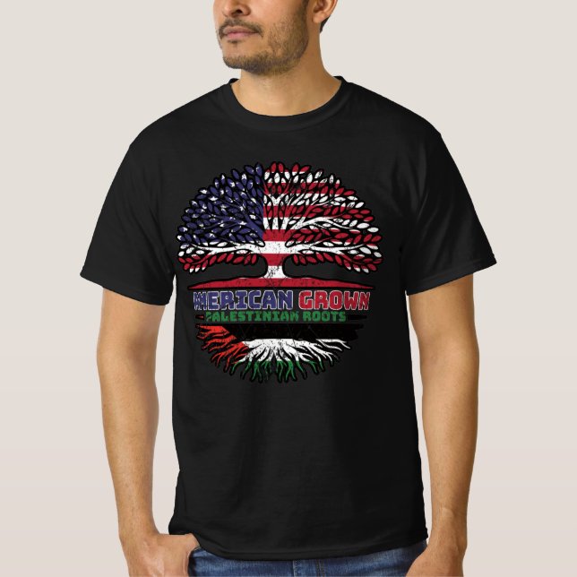 Palästina - USA - Tree Roots Flag T-Shirt (Vorderseite)