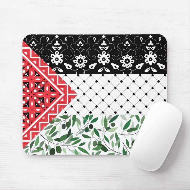 Palästinafahne Falastini Artwork Kuffiyeh Olives Mousepad (Mit Mouse)
