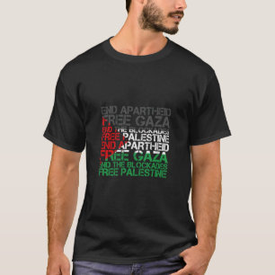 Palästinafahne Wordcloud End Apartheid Free Palest T-Shirt