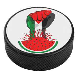 Palästinafreiheit fliegt auf Watermelon an Eishockey Puck