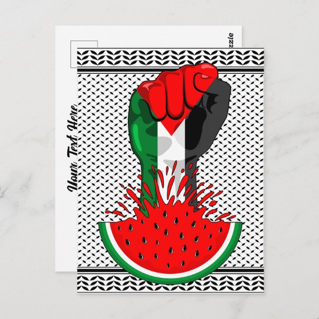 Palästinafreiheit fliegt auf Watermelon an Postkarte (Vorne/Hinten)