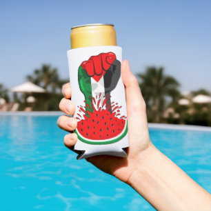 Palästinafreiheit fliegt auf Watermelon an Selters Dosenkühler