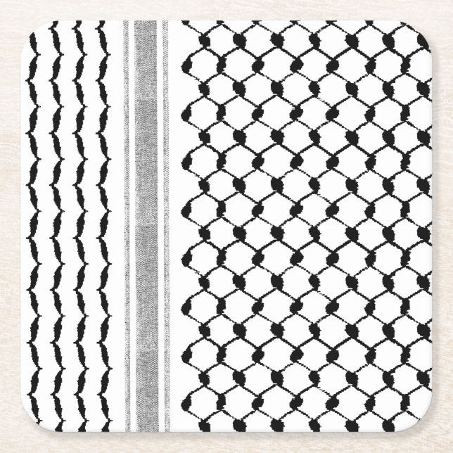 Palästinensische arabische Kufiya-Muster angepasst Rechteckiger Pappuntersetzer (Vorderseite)