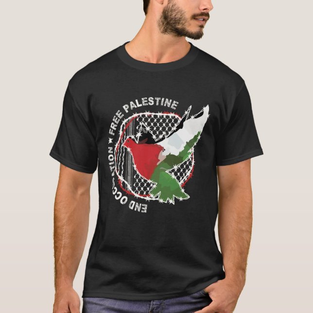 Palästinensische Flagge Arabisch Kufiya Hatta T-Shirt (Vorderseite)