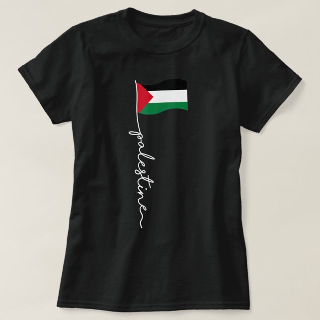 Palästinensische Flagge mit palästinensischem Name T-Shirt (Design vorne)