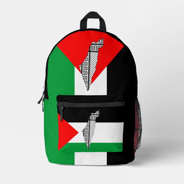 Palästinensische Flagge und Karte mit Keffiyeg-Mus Bedruckter Rucksack (Vorderseite)