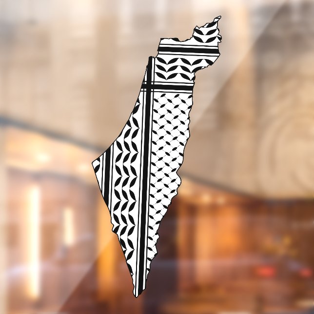 Palästinensische Flagge und Karte mit Keffiyeg-Mus Fensteraufkleber (Blatt 2)