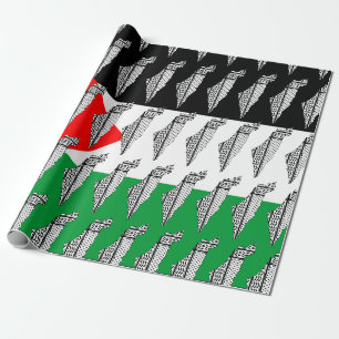 Palästinensische Flagge und Karte mit Keffiyeg-Mus Geschenkpapier