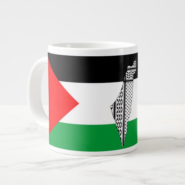Palästinensische Flagge und Karte mit Keffiyeg-Mus Jumbo-Tasse (Vorderseite Links)