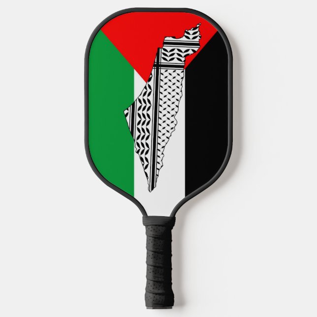 Palästinensische Flagge und Karte mit Keffiyeg-Mus Pickleball Schläger (Vorderseite)