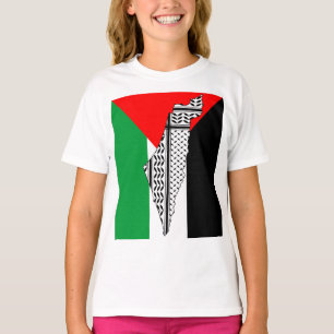 Palästinensische Flagge und Karte mit Keffiyeg-Mus T-Shirt