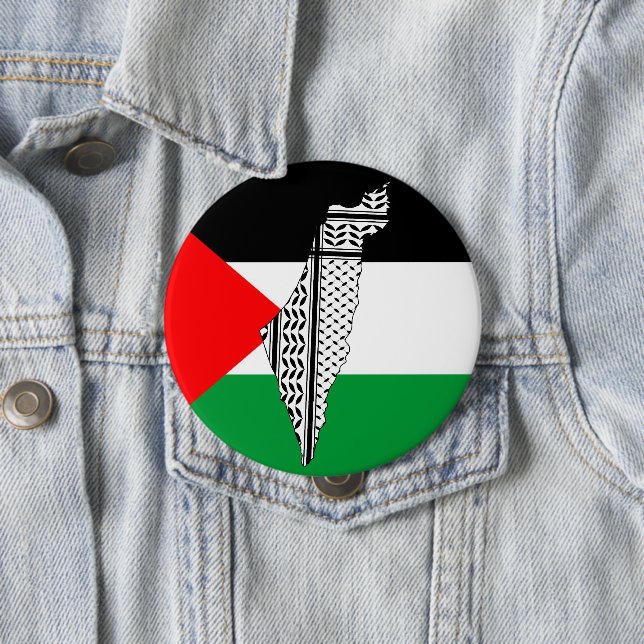 Palästinensische Flagge und Karte mit Keffiyeh-Mus Button (Beispiel)