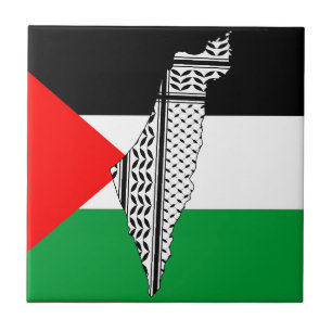 Palästinensische Flagge und Karte mit Keffiyeh-Mus Fliese