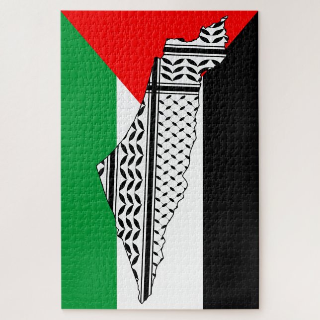 Palästinensische Flagge und Karte mit Keffiyeh-Mus Puzzle (Vertikal)
