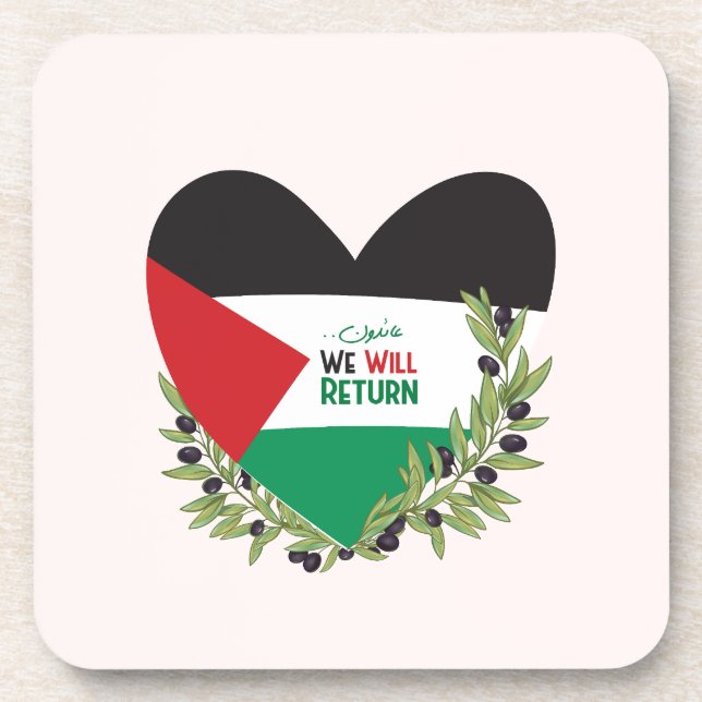 Palästinensische Flagge und Olivenzweige Getränkeuntersetzer (Vorderseite)