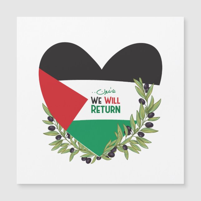 Palästinensische Flagge und Olivenzweige Magneteinladung (Vorderseite)