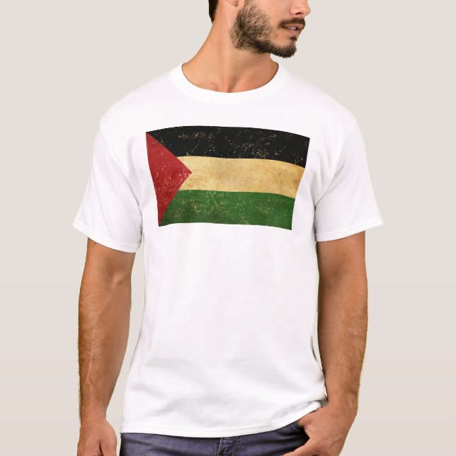 Palästinensische Flagge Vintag Männerweiß T-Shirt (Vorderseite)