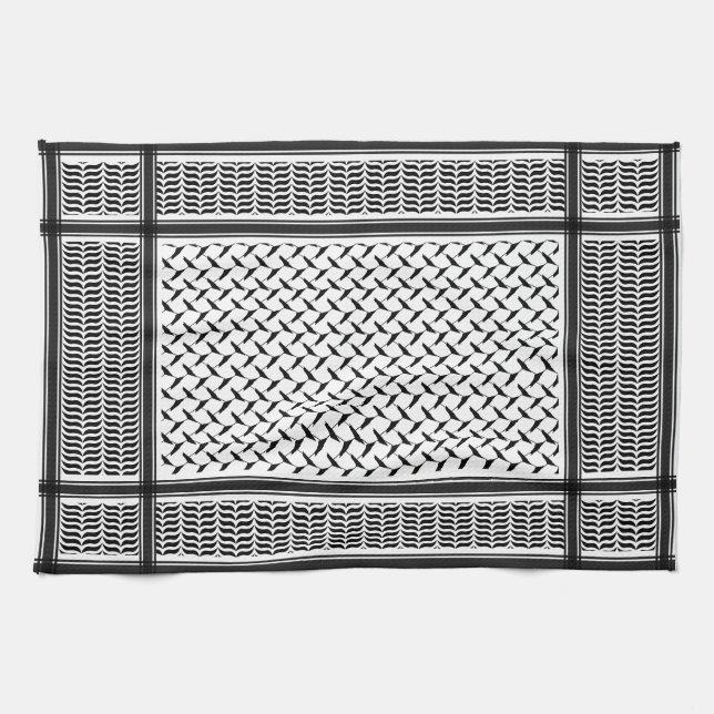 Palästinensische Joranische Kuffiya Schwarz-Weiß-S Geschirrtuch (Horizontal)