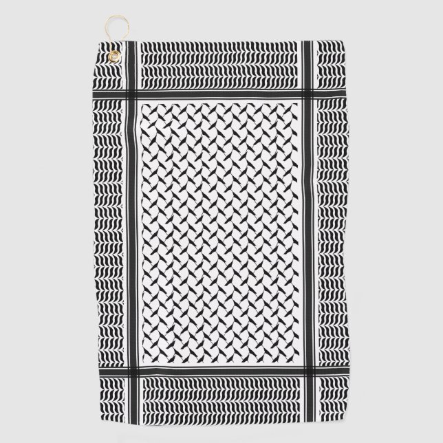 Palästinensische Joranische Kuffiya Schwarz-Weiß-S Golfhandtuch (Vorderseite)