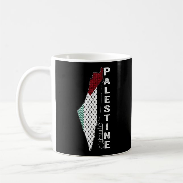 Palästinensische Karte Keffiyeh Thobe Patterns Pal Kaffeetasse (Links)