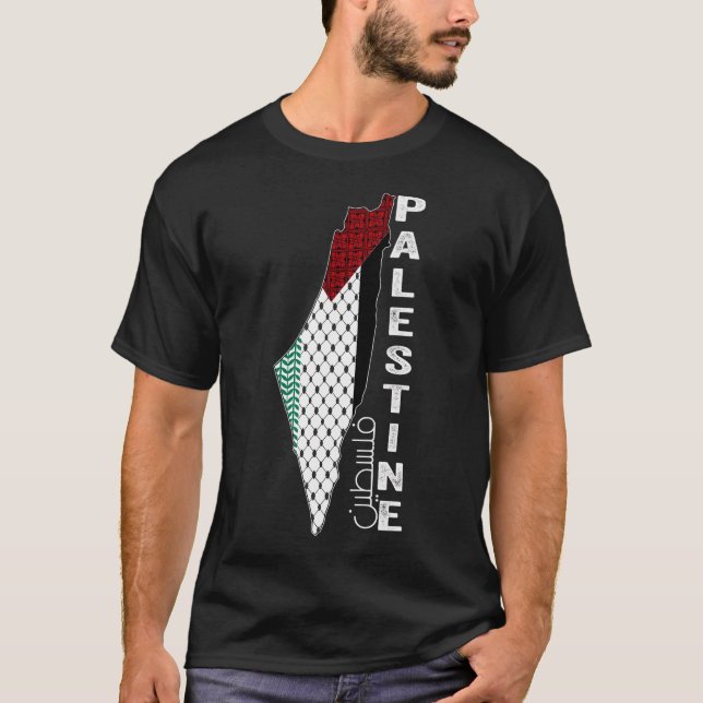 Palästinensische Karte Keffiyeh Thobe Patterns Pal T-Shirt (Vorderseite)