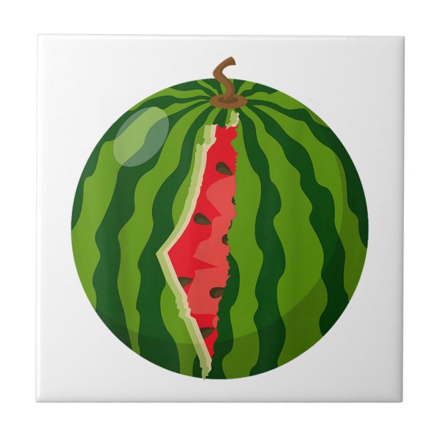 Palästinensische Karte Watermelon Arabische Kallig Fliese (Vorderseite)