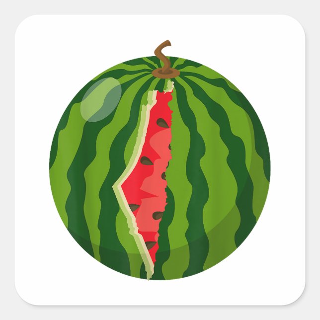 Palästinensische Karte Watermelon Arabische Kallig Quadratischer Aufkleber (Vorderseite)