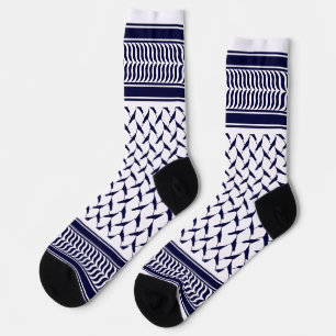 palästinensische Kuffiya weiß und dunkelblau Socken