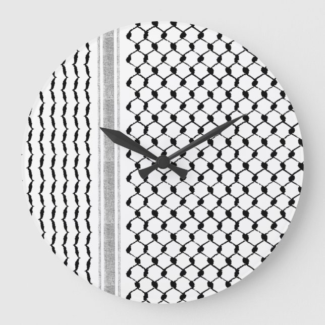 Palästinensische Kufiya Benutzerdefiniertes Lizenz Große Wanduhr (Vorderseite)