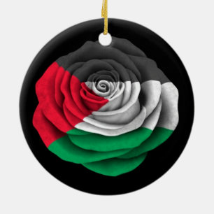 Palästinensische Rosen-Flagge auf Schwarzem Keramikornament