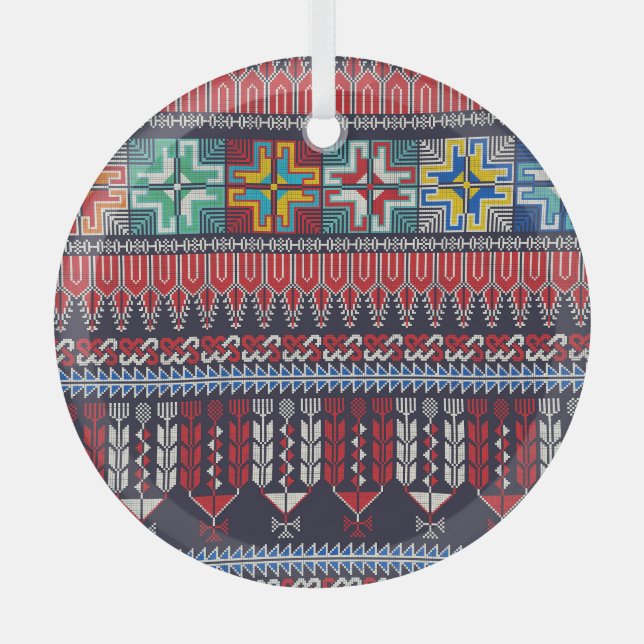 Palästinensische Stickerei Motif Muster. Ornament Aus Glas (Vorderseite)