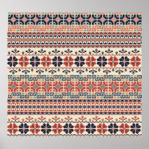 Palästinensische Stickerei Motif: Traditionelle Sc Poster