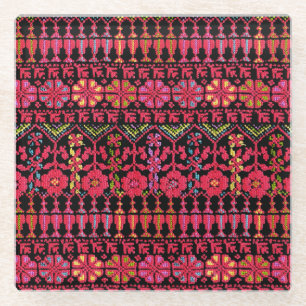 Palästinensische Stickerei Tatreez gedrucktes Desi Glasuntersetzer